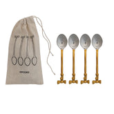 Coffee Spoons w/ Gold Finish Bow Handles
